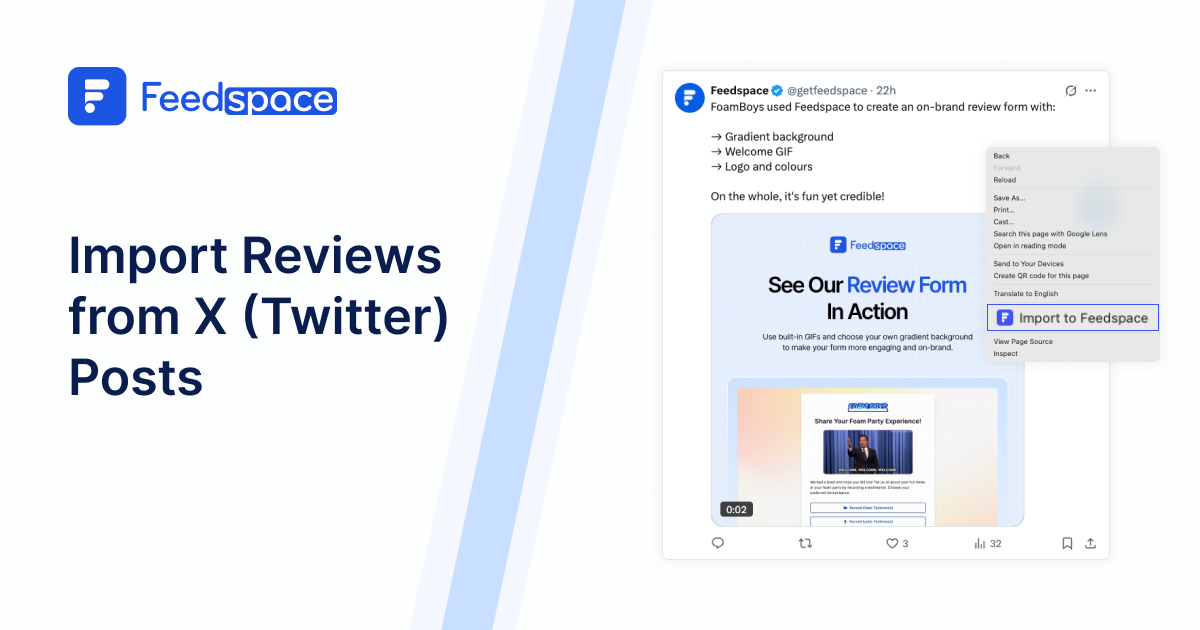 Import X (Twitter) Posts using Feedspace Chrome Extension