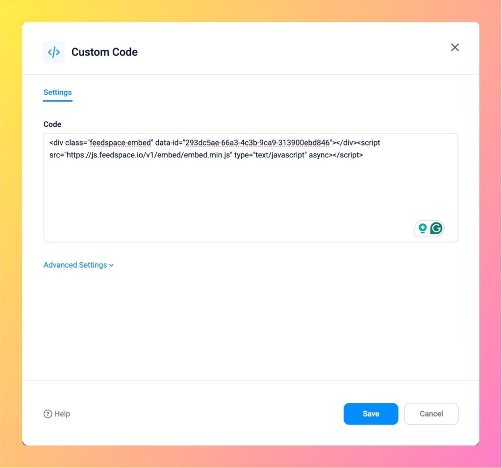Add Custom Code in Box