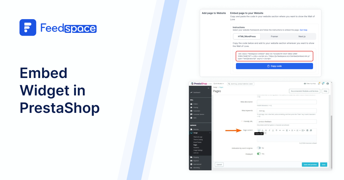 Embed Feedspace Widget in PrestaShop