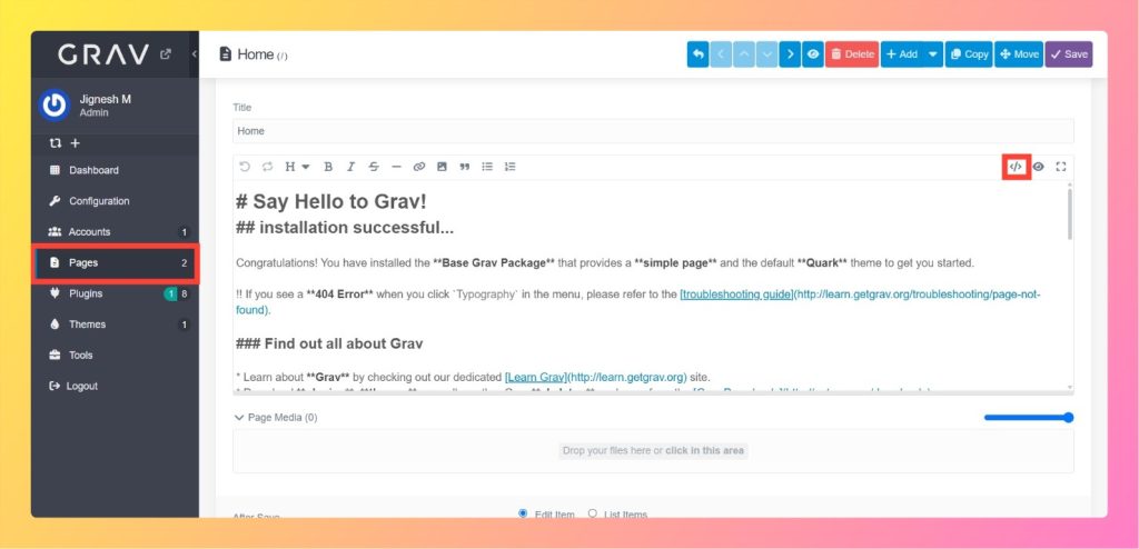 Open Markdown Editor For Selected Page